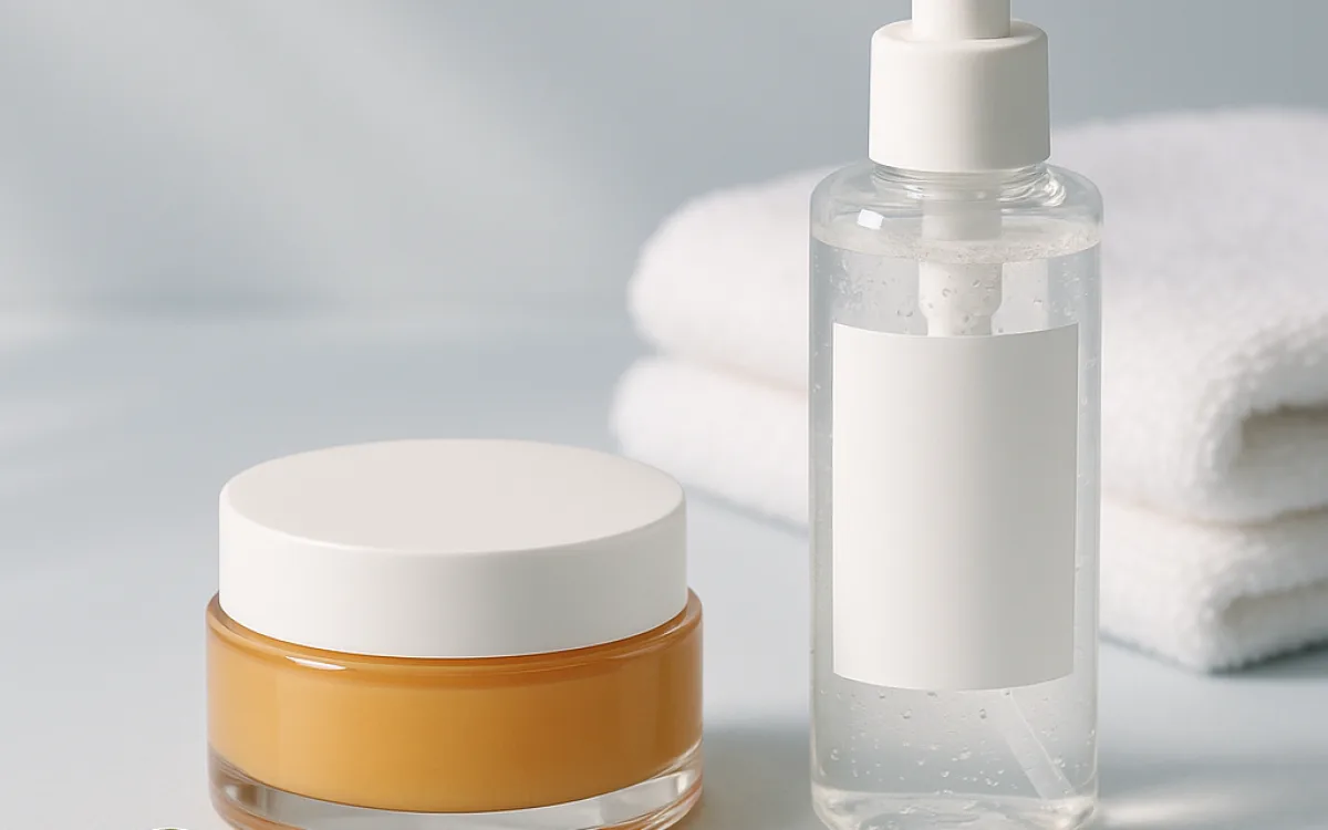 Cleansing oil and a foaming cleanser arranged in sequence